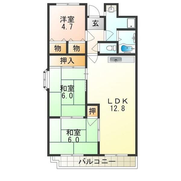 ハウス謙吉｜大阪府羽曳野市伊賀４丁目(賃貸マンション3LDK・2階・68.54㎡)の写真 その2