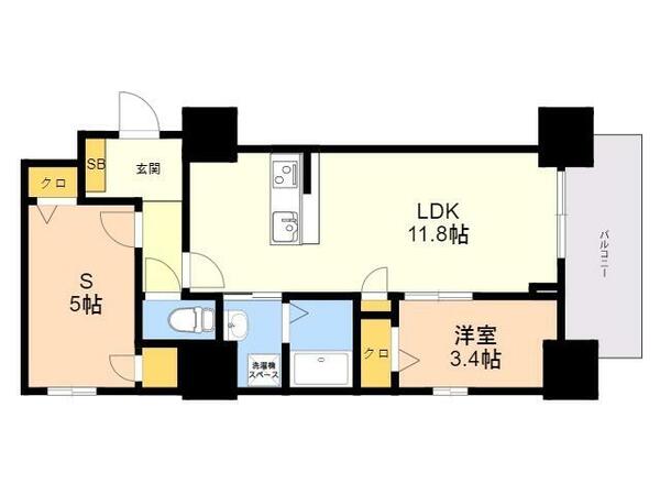 ときわビル 903｜福岡県福岡市中央区今泉２丁目(賃貸マンション1SLDK・9階・47.72㎡)の写真 その2