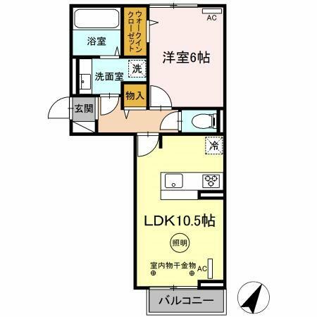 Ｄ－ＲＯＯＭ　ＡＬＢＡ 213｜大分県日田市亀山町(賃貸アパート1LDK・2階・42.62㎡)の写真 その2