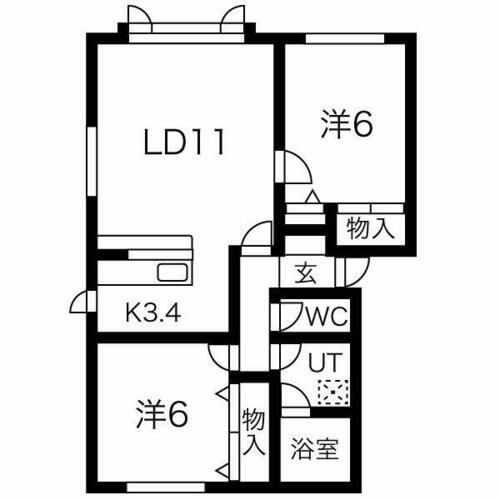 北海道札幌市北区新琴似八条１４丁目（アパート）の賃貸物件101の間取り
