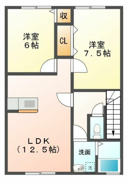 グラン・シャリオ 201｜青森県十和田市東十五番町(賃貸アパート2LDK・2階・51.15㎡)の写真 その2