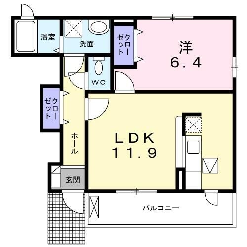 アヴィニールＡ 104｜茨城県桜川市富士見台１丁目(賃貸アパート1LDK・1階・45.12㎡)の写真 その2