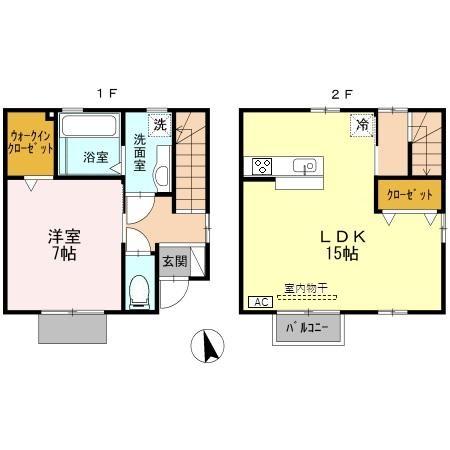 ホーランドロップ 3｜石川県野々市市野代２丁目(賃貸テラスハウス1LDK・--・59.36㎡)の写真 その2