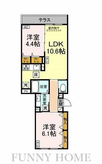 東京都世田谷区祖師谷２丁目(賃貸アパート2LDK・1階・48.55㎡)の写真 その2