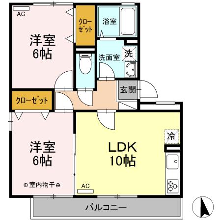 ロイヤル・ププレコート 202｜愛知県小牧市中央４丁目(賃貸アパート2LDK・2階・52.10㎡)の写真 その2