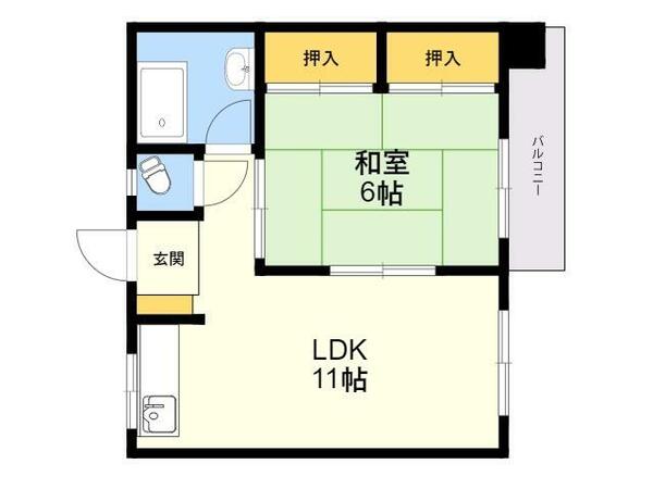 打越ビル 402｜福岡県福岡市城南区別府４丁目(賃貸マンション1LDK・4階・37.10㎡)の写真 その2