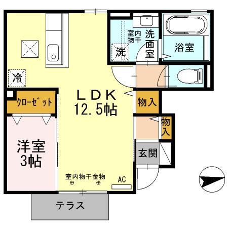 エトワール・サクラ B103｜石川県金沢市桜田町１丁目(賃貸アパート1LDK・1階・40.36㎡)の写真 その2