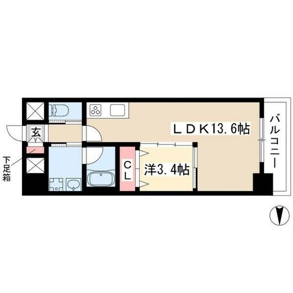 愛知県名古屋市昭和区御器所１丁目(賃貸マンション1LDK・2階・40.00㎡)の写真 その2