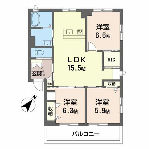 愛媛県宇和島市伊吹町東通(賃貸アパート3LDK・1階・75.50㎡)の写真 その2