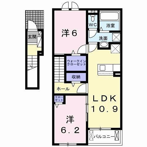 福岡県行橋市大字大野井(賃貸アパート2LDK・2階・58.60㎡)の写真 その2