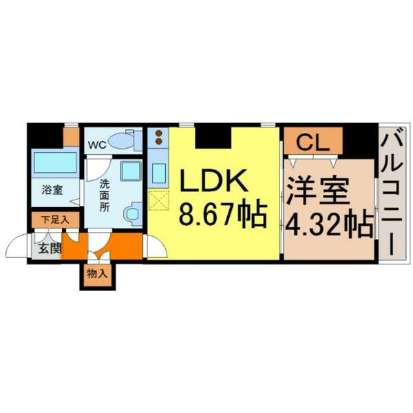 愛知県名古屋市中村区亀島２丁目(賃貸マンション1LDK・7階・35.39㎡)の写真 その2