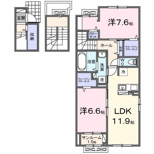 セージ２ｎｄ 301｜石川県野々市市二日市５丁目(賃貸アパート2LDK・3階・75.90㎡)の写真 その2