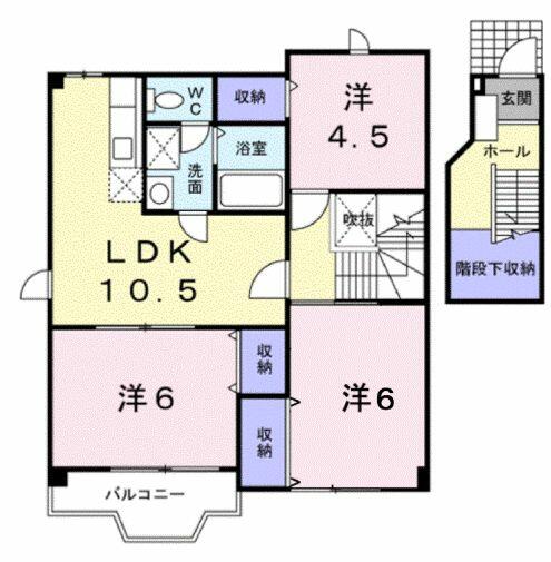 エスポワール　Ｂ棟 202｜広島県福山市東川口町４丁目(賃貸アパート3LDK・2階・65.57㎡)の写真 その2