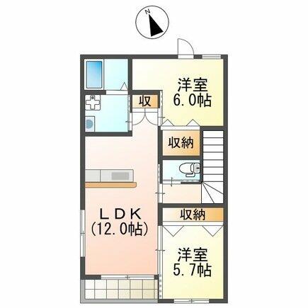 ハイマート雨窪 201｜福岡県京都郡苅田町大字苅田(賃貸アパート2LDK・2階・58.04㎡)の写真 その2