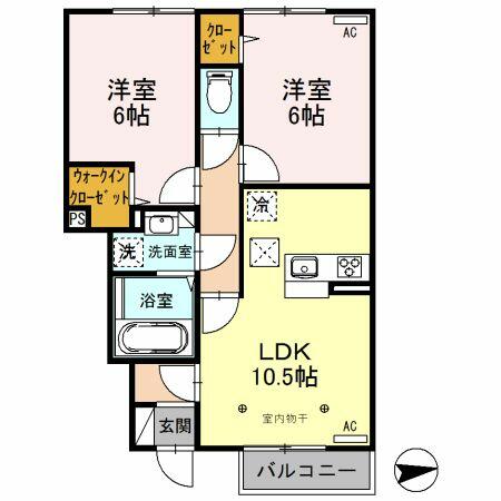 プラム　ベル 103｜群馬県桐生市川内町３丁目(賃貸アパート2LDK・1階・51.57㎡)の写真 その2