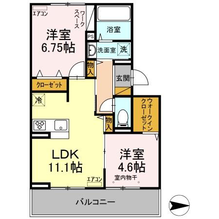 Ｄｅｐａｒｔｕｒｅ 206｜千葉県茂原市高師(賃貸アパート2LDK・2階・52.55㎡)の写真 その2