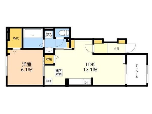 カルマ　エール 102｜福岡県糟屋郡粕屋町仲原１丁目(賃貸アパート1LDK・1階・51.69㎡)の写真 その2