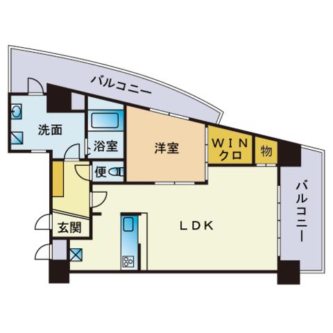 サヴォイ　ザ・リバーテラス 801｜福岡県福岡市博多区中洲中島町(賃貸マンション1LDK・8階・49.89㎡)の写真 その2