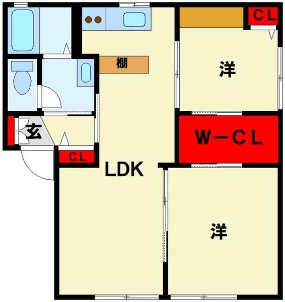 アルカディアＡ 102｜福岡県北九州市八幡西区永犬丸３丁目(賃貸アパート2LDK・1階・54.81㎡)の写真 その2