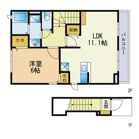 シャルマン花みずき 201｜福岡県福岡市西区小戸４丁目(賃貸アパート1LDK・2階・46.09㎡)の写真 その2