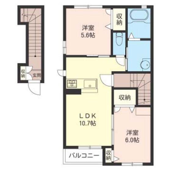 アーバンヴィラ　前橋 202｜群馬県前橋市高井町１丁目(賃貸アパート2LDK・2階・52.15㎡)の写真 その2