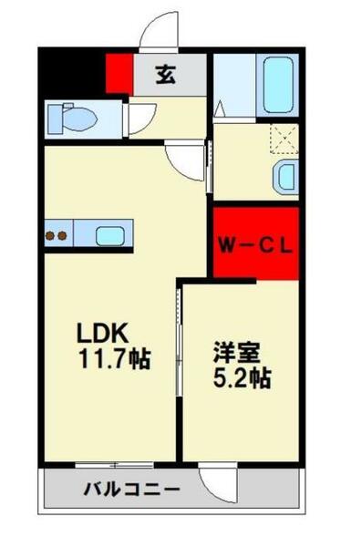 サンクレスト・大谷 202｜福岡県北九州市戸畑区東大谷１丁目(賃貸アパート1LDK・2階・41.00㎡)の写真 その2