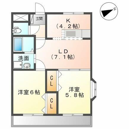 愛知県岡崎市土井町字蔵屋敷(賃貸アパート2LDK・1階・49.50㎡)の写真 その2