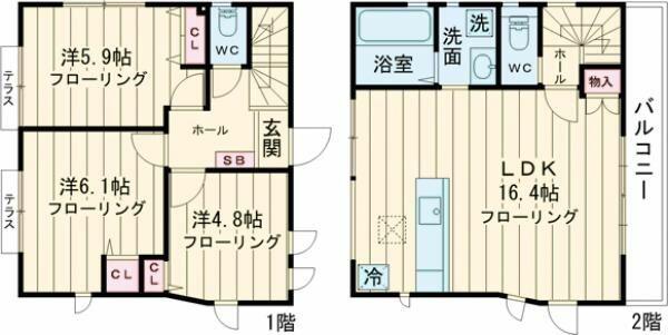 Ｋｏｌｅｔ世田谷喜多見＃０９ 09｜東京都世田谷区喜多見５丁目(賃貸一戸建3LDK・--・74.72㎡)の写真 その2