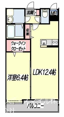 熊本県合志市須屋(賃貸マンション1LDK・7階・45.00㎡)の写真 その2