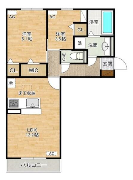 アザレア熊本 103｜福岡県北九州市小倉北区熊本４丁目(賃貸アパート2LDK・1階・56.26㎡)の写真 その2