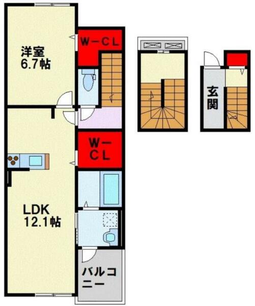 福岡県北九州市八幡西区山寺町(賃貸アパート1LDK・3階・59.21㎡)の写真 その2