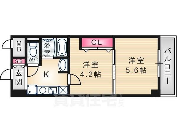 プレステージ立花 405｜兵庫県尼崎市立花町４丁目(賃貸マンション2K・4階・28.00㎡)の写真 その2