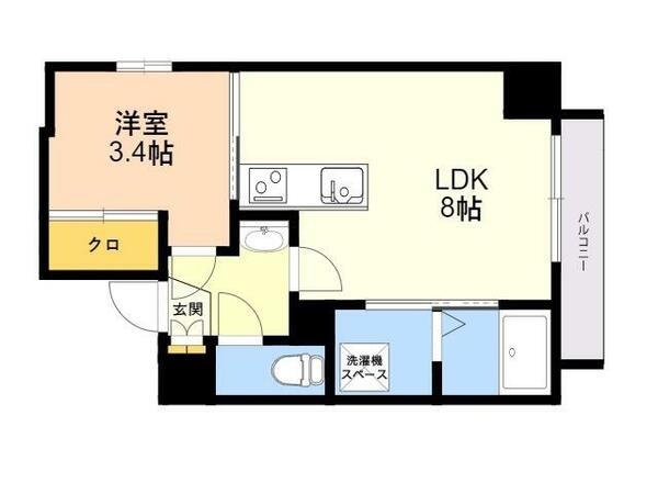 ＡＤＯＲＥ六本松ＰＲＯＵＤ 203｜福岡県福岡市中央区六本松２丁目(賃貸マンション1LDK・2階・28.72㎡)の写真 その2