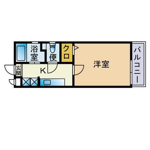 ウェルスロコ九大前 201｜福岡県福岡市東区筥松３丁目(賃貸マンション1K・2階・25.09㎡)の写真 その2