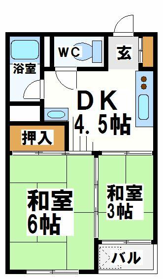東京都調布市多摩川５丁目(賃貸マンション2DK・3階・32.00㎡)の写真 その2