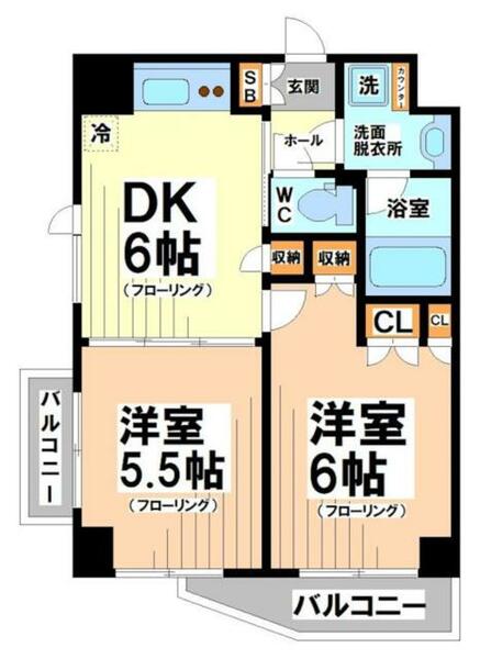 東京都中野区本町５丁目(賃貸マンション2DK・2階・40.70㎡)の写真 その2