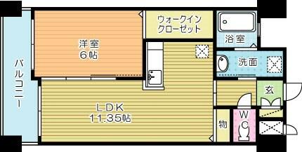 サンシャイン熊本 303｜福岡県北九州市小倉北区熊本１丁目(賃貸マンション1LDK・6階・42.64㎡)の写真 その2