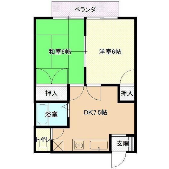 サンパレス 101｜岩手県滝沢市巣子(賃貸アパート2DK・1階・39.74㎡)の写真 その2