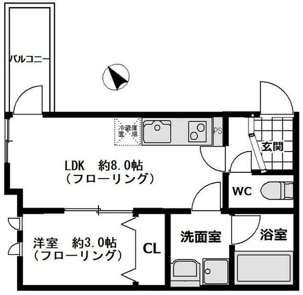 大阪府大東市氷野１丁目(賃貸アパート1LDK・1階・29.13㎡)の写真 その2