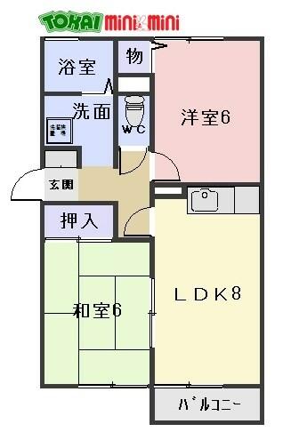 シンフォニーＢ 103｜三重県松阪市射和町(賃貸アパート2LDK・1階・50.28㎡)の写真 その2