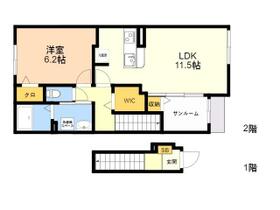 ヘイズグラス 202 ｜ 福岡県福岡市西区今宿東１丁目（賃貸アパート1LDK・2階・50.96㎡） その2