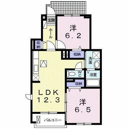 パームガーデンＡ 104｜茨城県つくばみらい市陽光台３丁目(賃貸アパート2LDK・1階・56.84㎡)の写真 その2