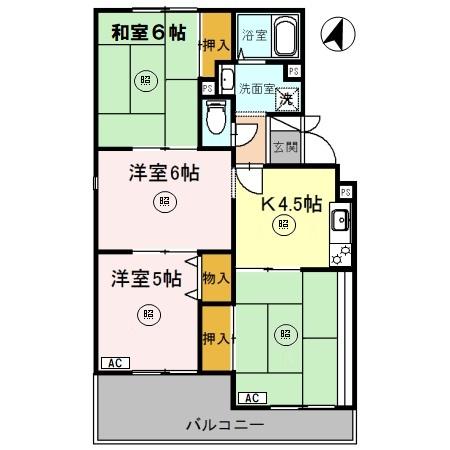 グランドハイツ 305｜兵庫県伊丹市西野(賃貸アパート4K・3階・65.44㎡)の写真 その2