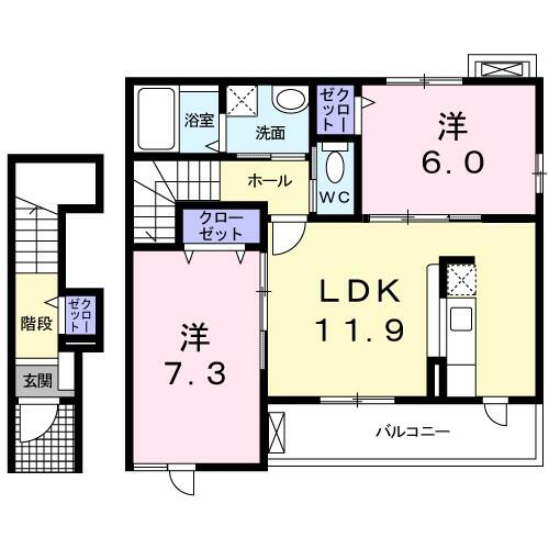 大阪府八尾市萱振町３丁目(賃貸アパート2LDK・2階・60.33㎡)の写真 その2