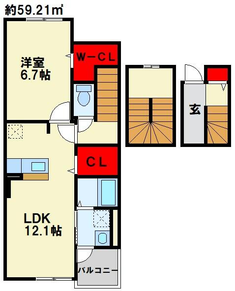 コンフォール苅田 305｜福岡県京都郡苅田町大字与原(賃貸アパート1LDK・3階・59.21㎡)の写真 その2