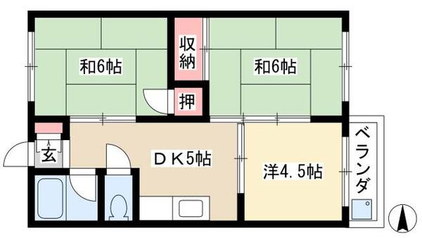 コーポアジマ 205｜愛知県名古屋市北区西味鋺３丁目(賃貸マンション3DK・2階・43.74㎡)の写真 その2