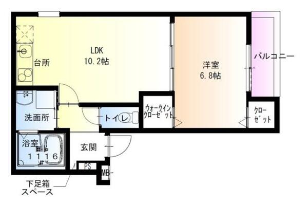 兵庫県尼崎市東大物町１丁目(賃貸アパート1LDK・3階・40.08㎡)の写真 その2