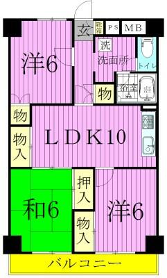 スタークレスト 702｜東京都足立区東和５丁目(賃貸マンション3LDK・7階・66.67㎡)の写真 その2