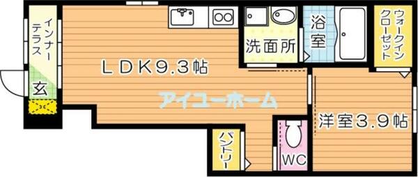 パーチェＭ｜福岡県北九州市八幡西区西神原町(賃貸アパート1LDK・1階・34.38㎡)の写真 その2