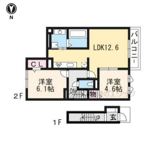 カーサフェリーチェ２ 202｜京都府京都市山科区音羽稲芝(賃貸アパート2LDK・2階・58.05㎡)の写真 その2